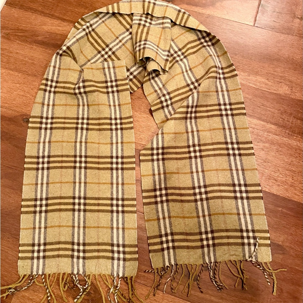 Burberry Beige and Brown Checkered Scarf - Picture 2 of 6